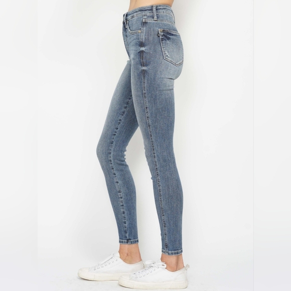Skinny Judy Blue High-Rise Tummy Control Stretch Denim Jeans Slim Ankle Pants - Picture 3 of 15